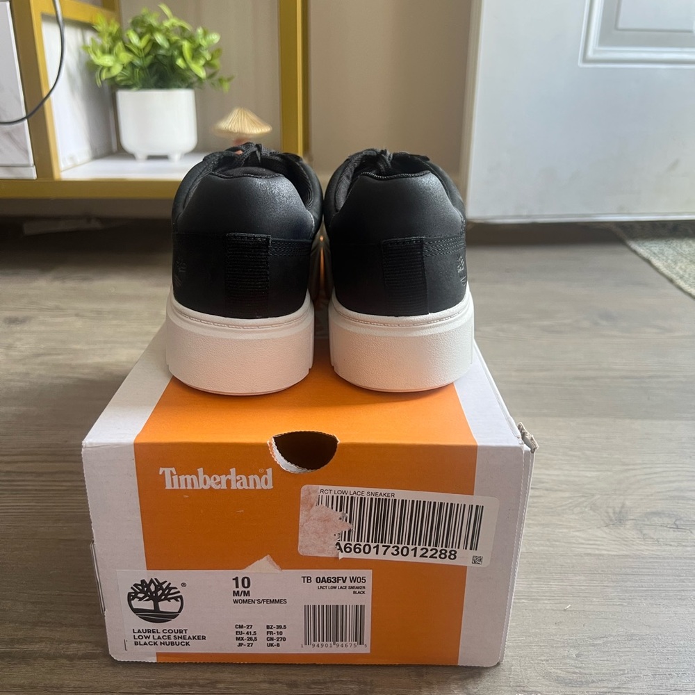 Timberland Women’s Laurel Court Low Lace Sneaker Black Nubuck Size 10 - Picture 5 of 8